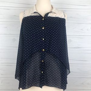 HeartSoul Lace & Polka Dot Sleeveless Blouse